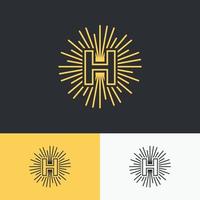 initial h letter with sun symbol logo alphabet template vector