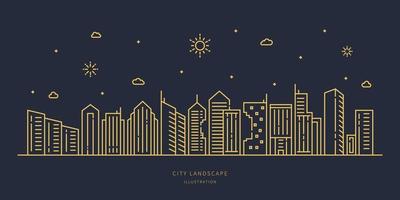 Cityscape. Modern flat line landscape vector. vector