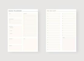 Daily and to do list planner template. Modern planner template set. vector
