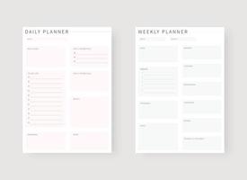 Daily and weekly planner template. Set of planner and to do list. vector