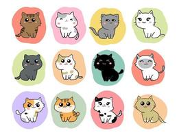 cute cats cartoon set vector