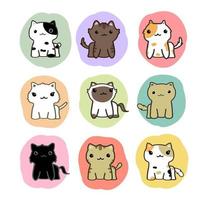 vector de conjunto de dibujos animados de gatos lindos