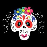 Calavera con flores para diseños conceptuales del día de muertos. vector