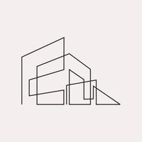 continuous line drawing of geometric building vector