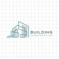 Building construction logo template with line vector