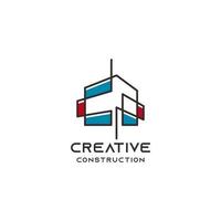 Minimalist building construction logo icon with simple design vector