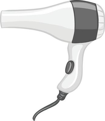 Hair dryer in cartoon style isolated on white background