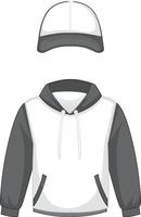 Front of basic white hoodie and cap isolated vector