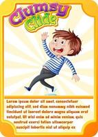 Character game card template with word Clumsy Clide vector