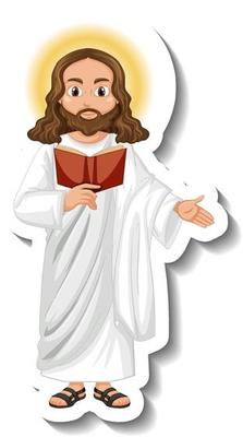 Jesus Christ cartoon character sticker on white background