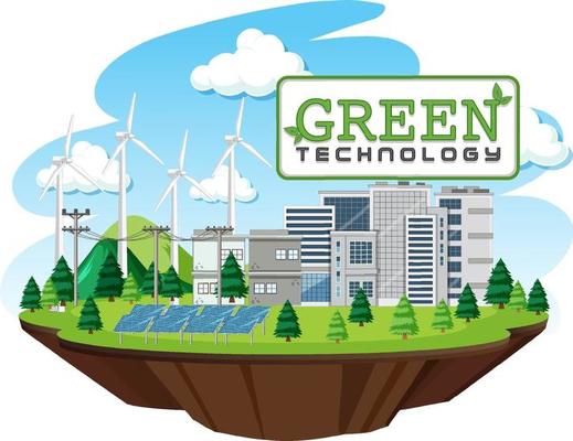 Green energy generated by wind turbine and solar panel