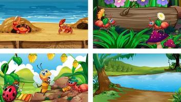 Four different nature horizontal scene vector