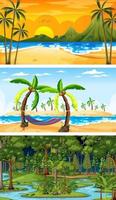 Set of different forest horizontal scenes in different times vector