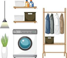 Laundry furniture set for interior design on white background vector