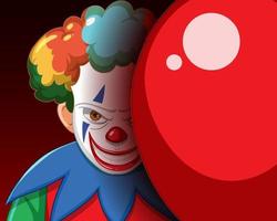 Creepy clown smiling with red balloon vector