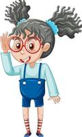 Nerdy girl cartoon character on white background vector