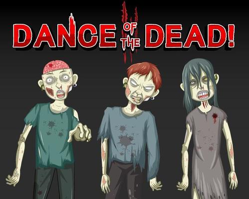 Dance of the dead with three creepy zombies