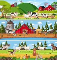 Different nature landscape at daytime scene with cartoon character vector