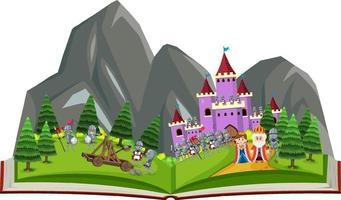 Medieval open book theme vector