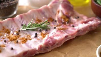 fresh raw pork ribs with ingredients video