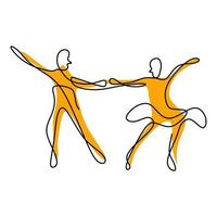 Couple drawing continuous line drawing of dancing man and woman vector