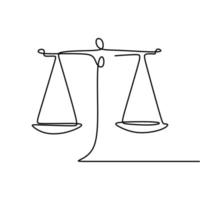 Weight balance symbol. Libra or law identity one line drawing style vector