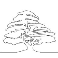 Tree continuous line drawing cartoon style vector