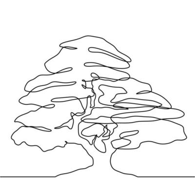 Tree continuous line drawing cartoon style
