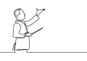 Conductor, in music, a person conducts an orchestra one line drawing