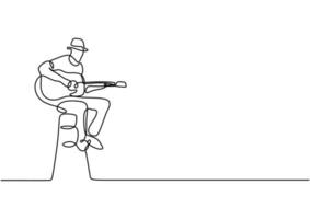 acoustic guitar player one line drawing guitarist vector