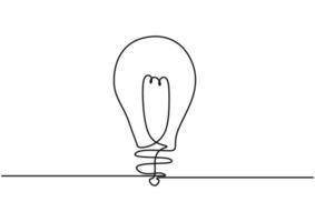 one line drawing light bulb symbol of idea vector