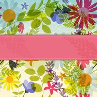 Abstract Natural Spring Background with Flowers and Leaves. vector