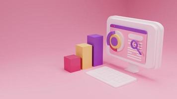 3D render Search Engine Optimization illustration with pink background photo