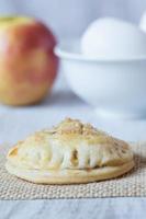 Delicious autumn apple hand pie with eggs photo