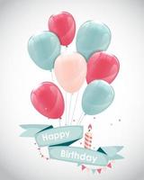 Color Glossy Happy Birthday Balloons Banner Background vector