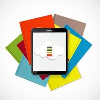 E-Book Over Paper Books Concept vector