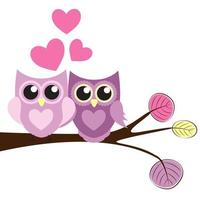 Cute Owl Pattern Background for Valentines Day with Hearts vector