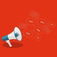 Social Media Flat Concept with Megaphone and Speech Bubbles Messages vector