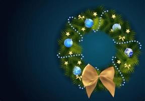 Abstract Beauty Christmas and New Year Background with Wreath. vector