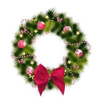 Abstract Beauty Christmas and New Year Background with Wreath. vector