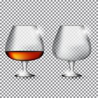 Glass of Cognac Empty and Full vector