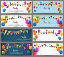 Party Background Banner Set with Flags and Balloons vector