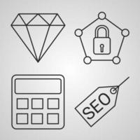 conjunto de iconos simple de iconos de línea relacionados con seo vector