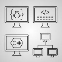 Simple Set of Computer Programming Vector Line Icons