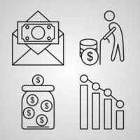 Set of Thin Line Flat Design Icons of Banking vector