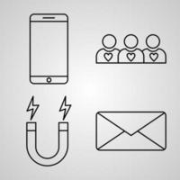 Set of Thin Line Flat Design Icons of Marketing vector