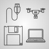 Collection of Cyberpunk Symbols in Outline Style vector