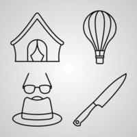 Outline Travelling Icons isolated on White Background vector