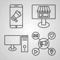 Simple Icon Set of Marketing Related Line Icons vector