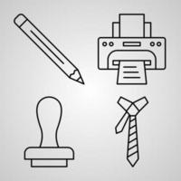 Set of Thin Line Flat Design Icons of Office vector